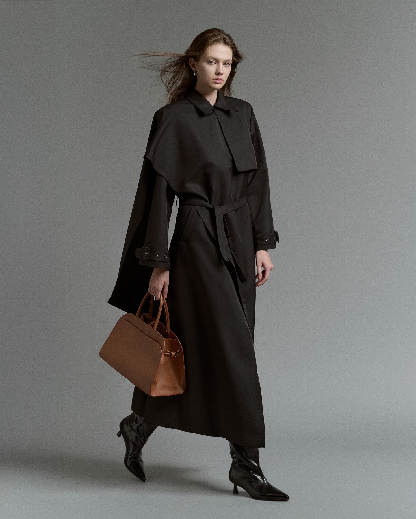 Black Wool Trench Coat