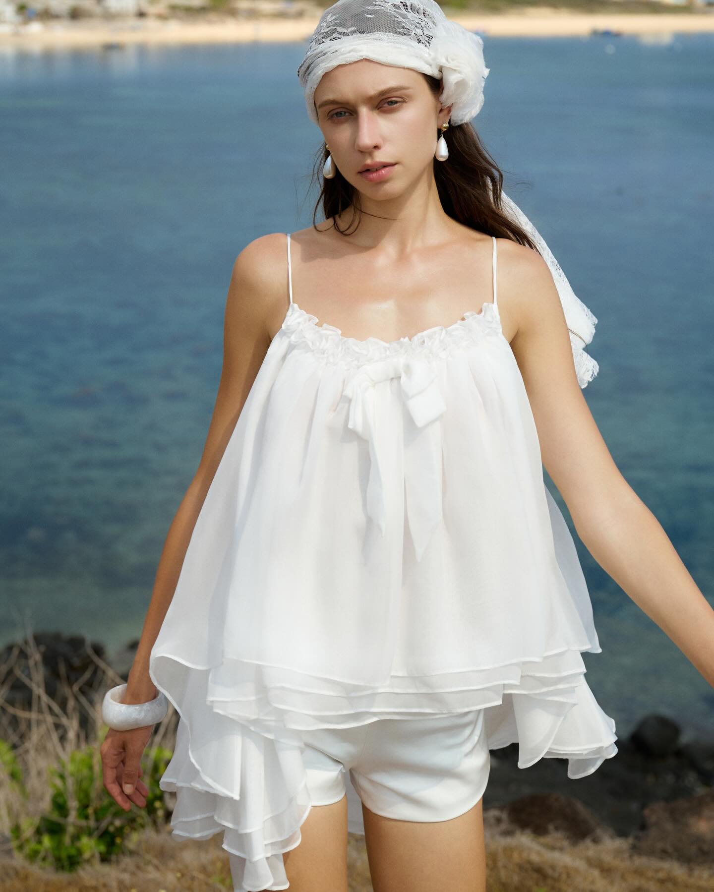 White Sheer Babydoll Top _ BOTTOM