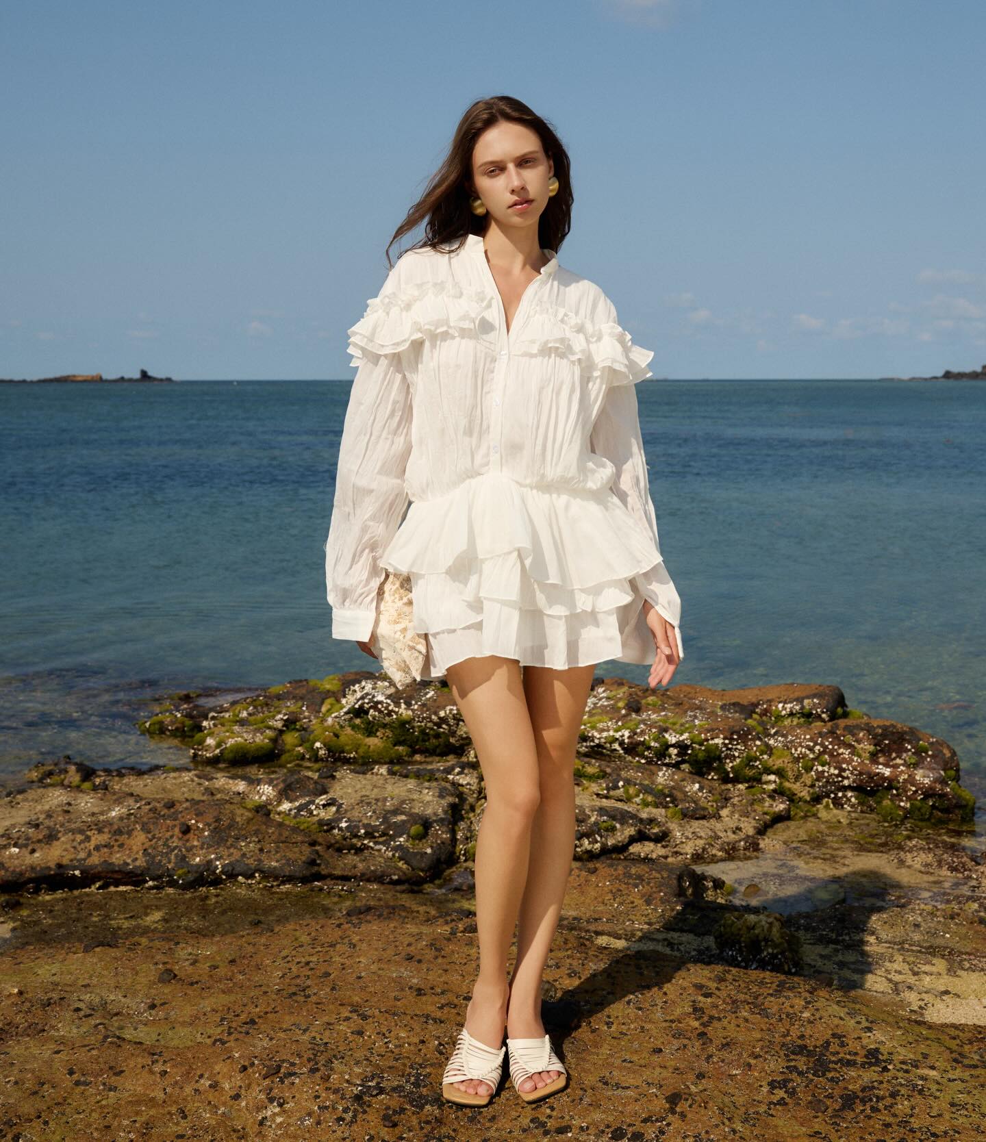 Ivory Ruffle Beach Jacket