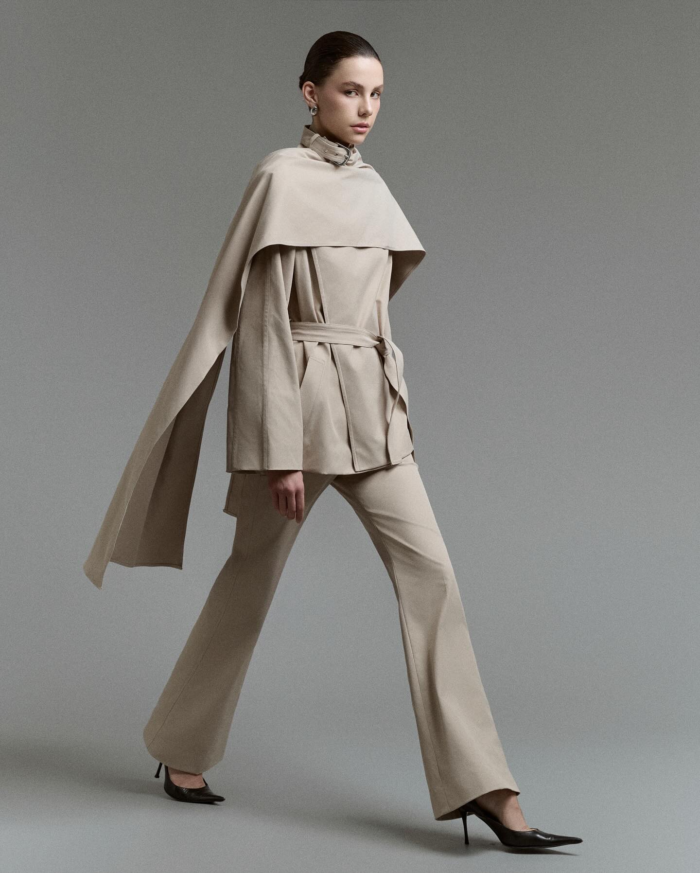 Beige Cape Trench Coat _ BOTTOM