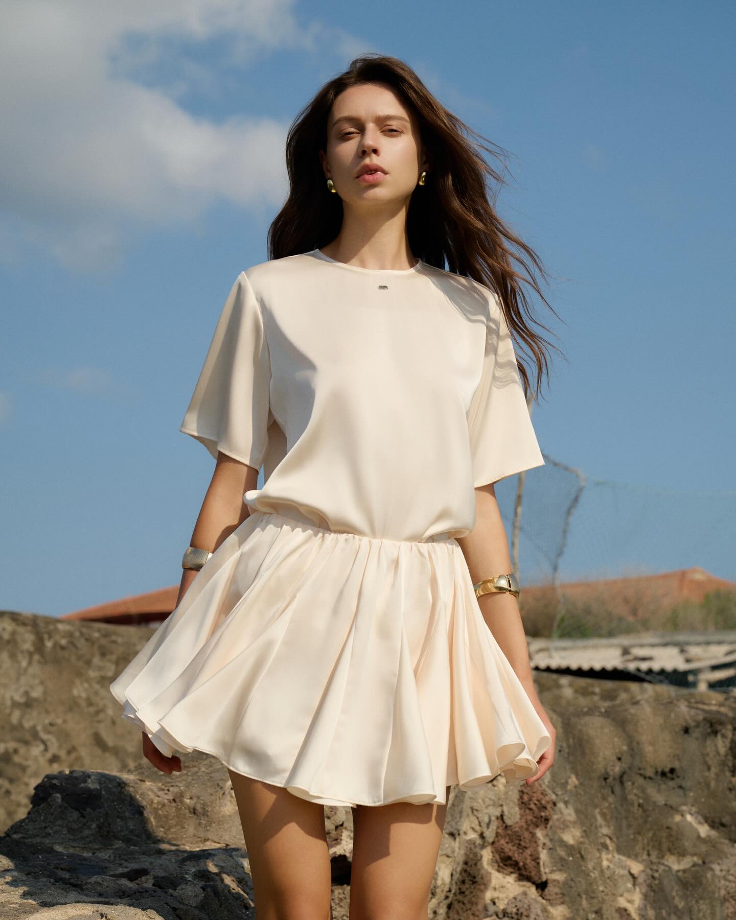 Ivory Pleated Mini Skirt _ TOP