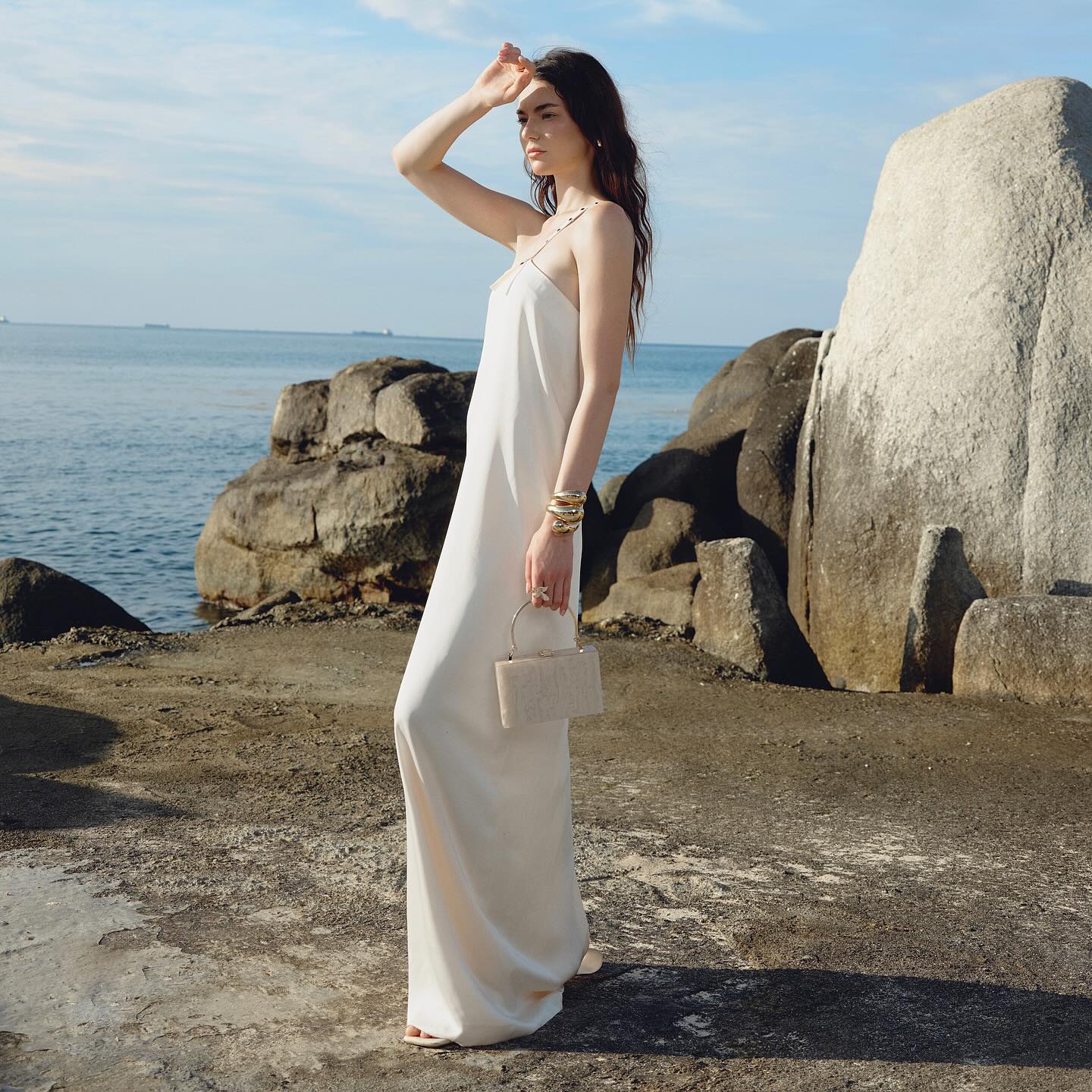 Ivory Satin Column Gown