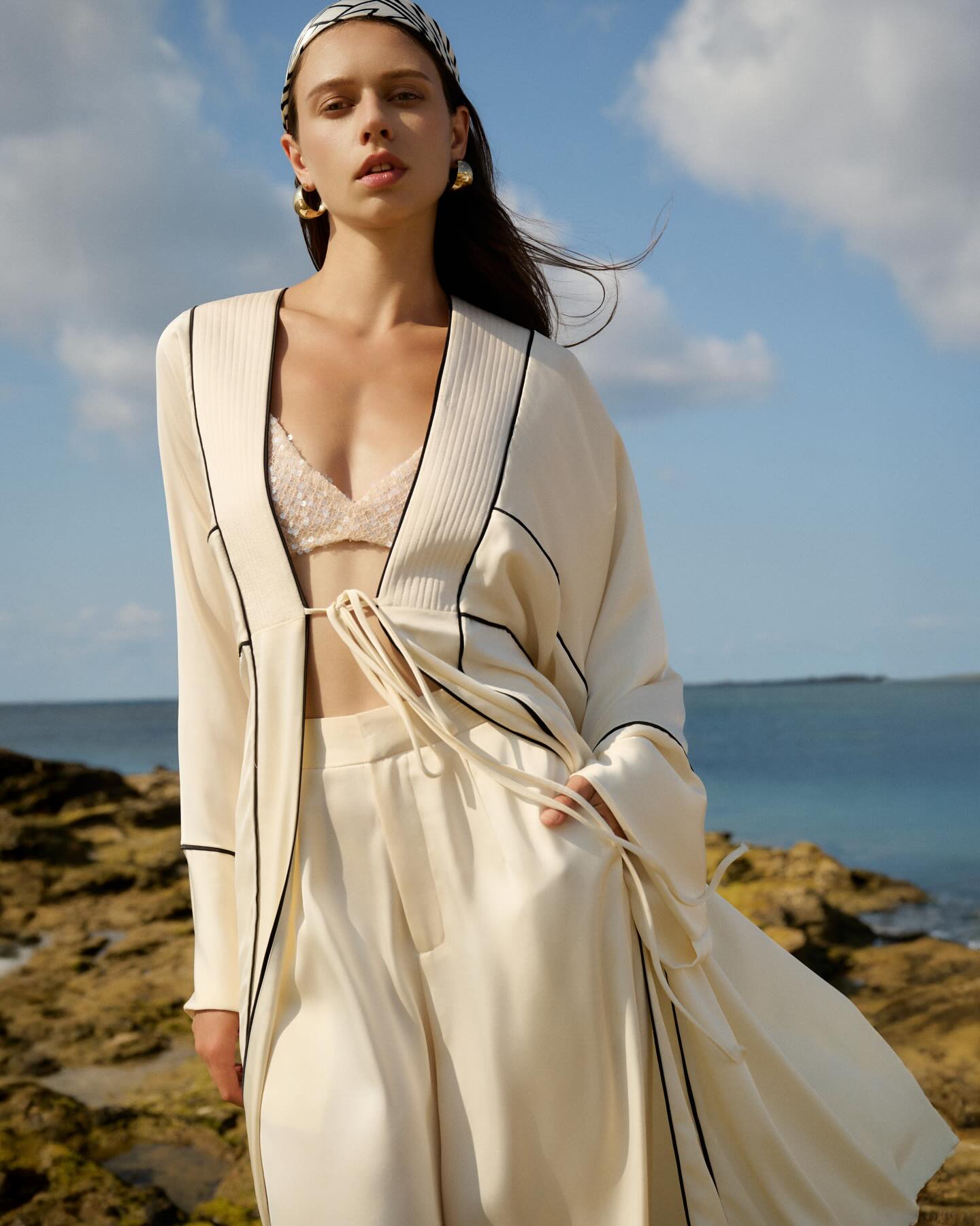 Ivory Belted Resort Coat