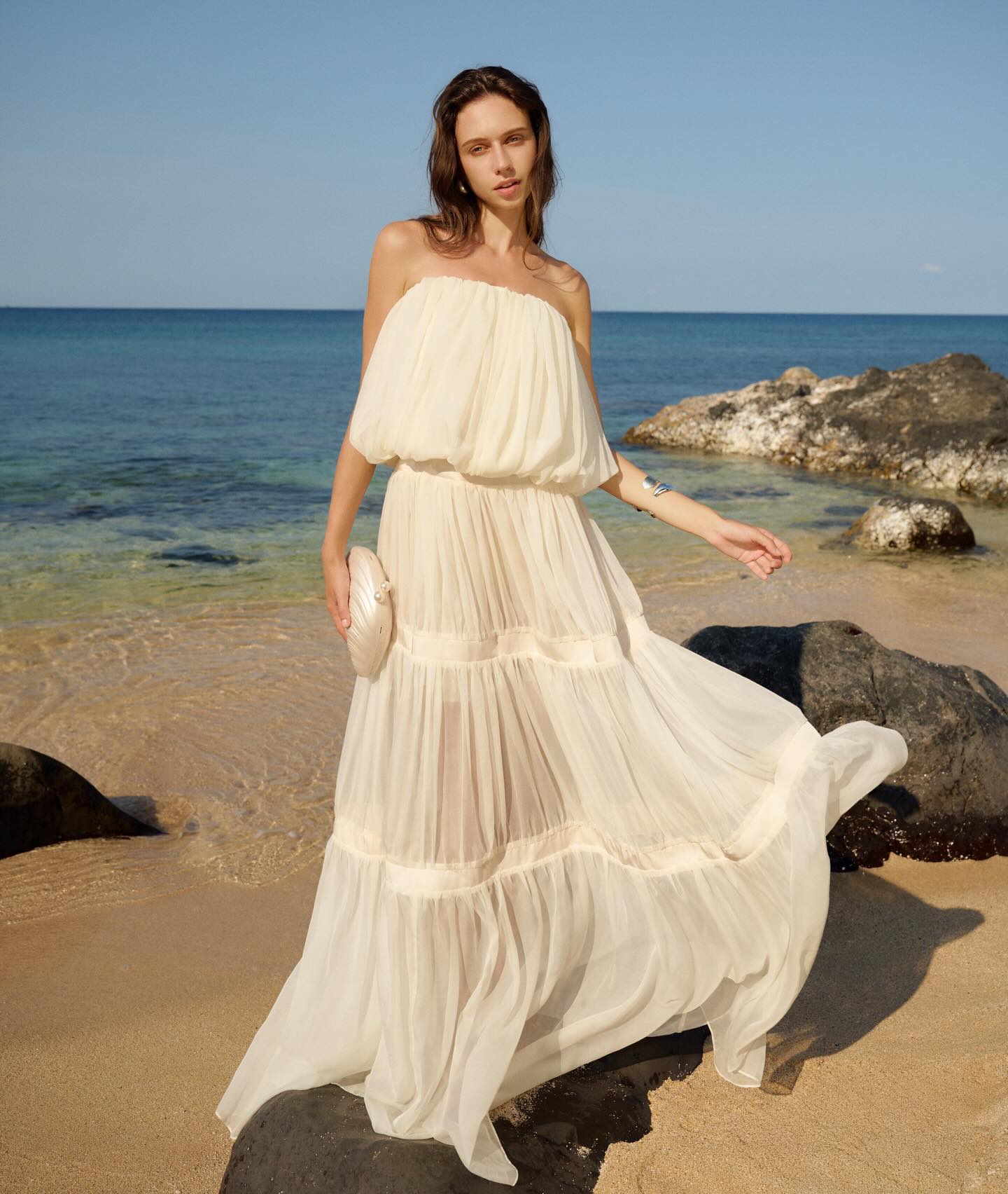 Ivory Tiered Resort Gown