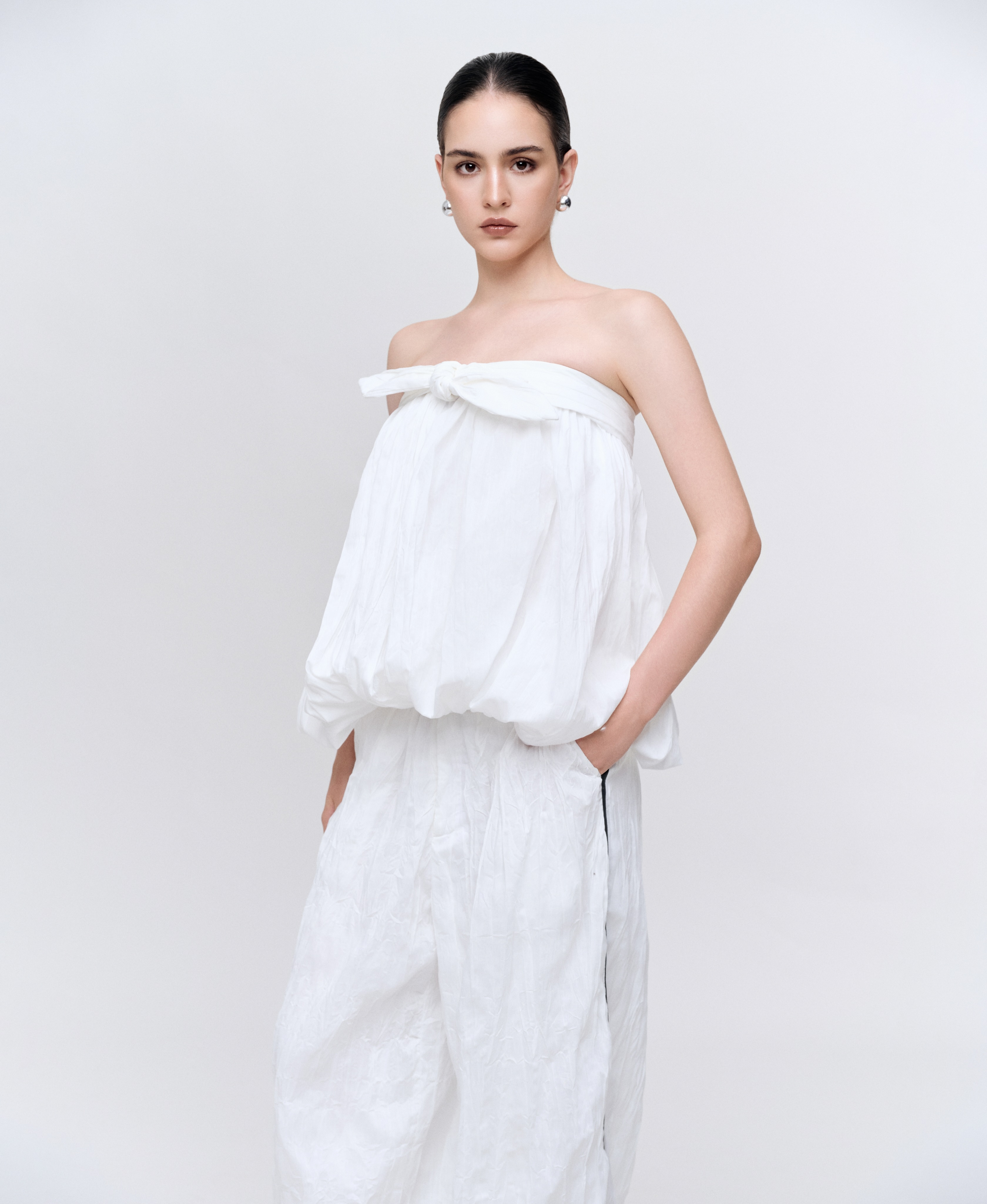 White Peplum Pants Set