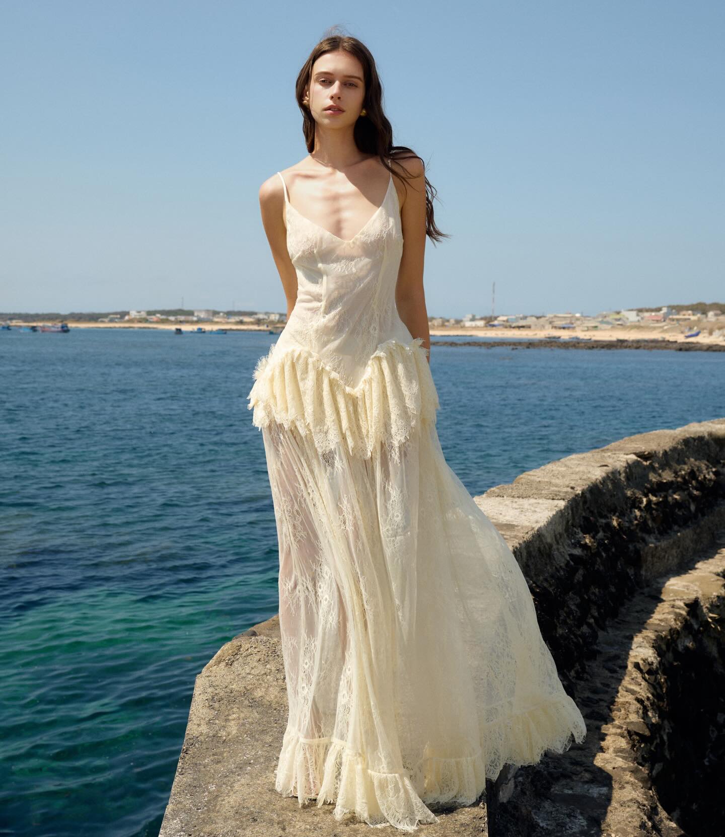 Ivory Lace Tiered Gown