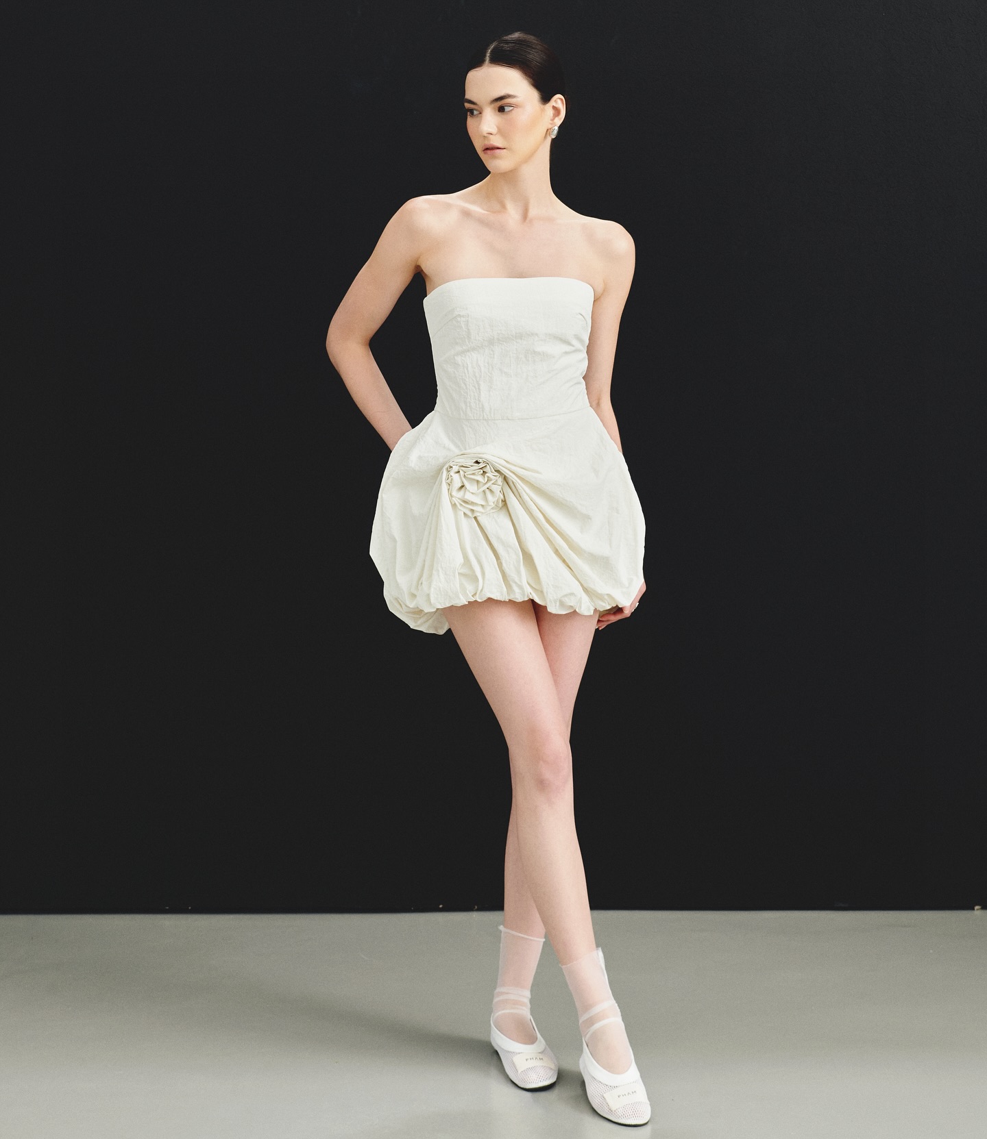 Ivory Sculpted Bubble Mini Dress