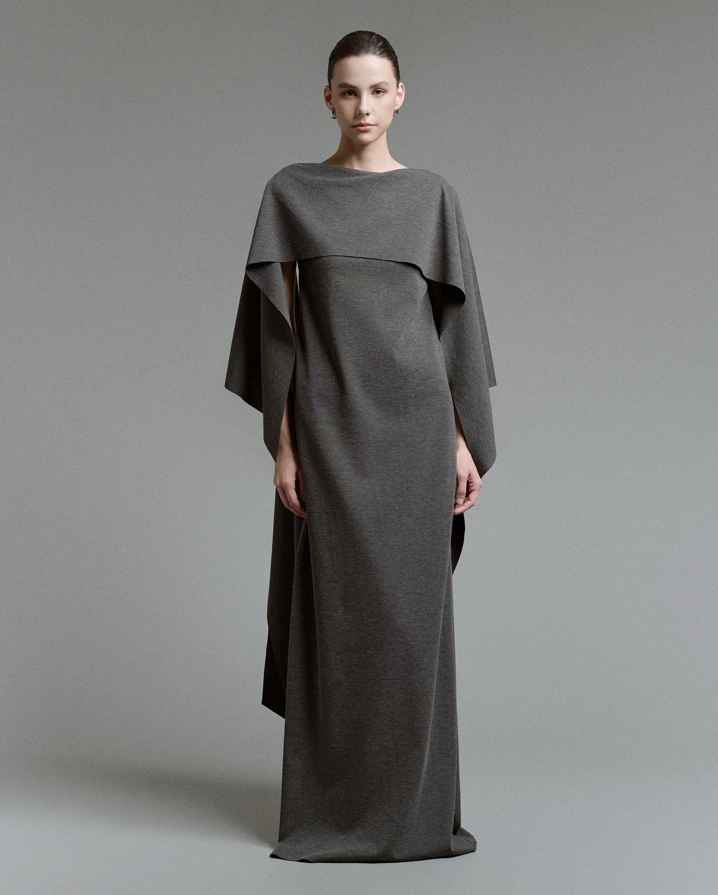 Charcoal Cape Maxi Dress