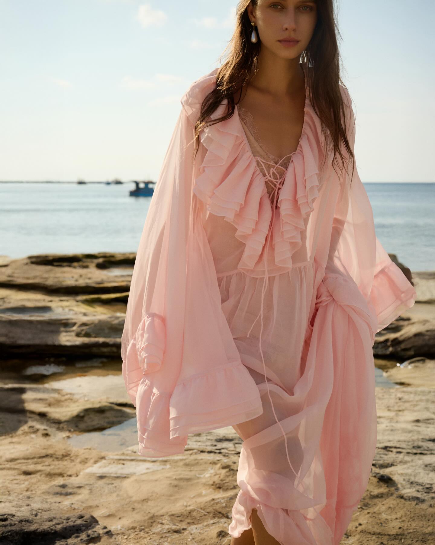 Blush Sheer Cape Gown