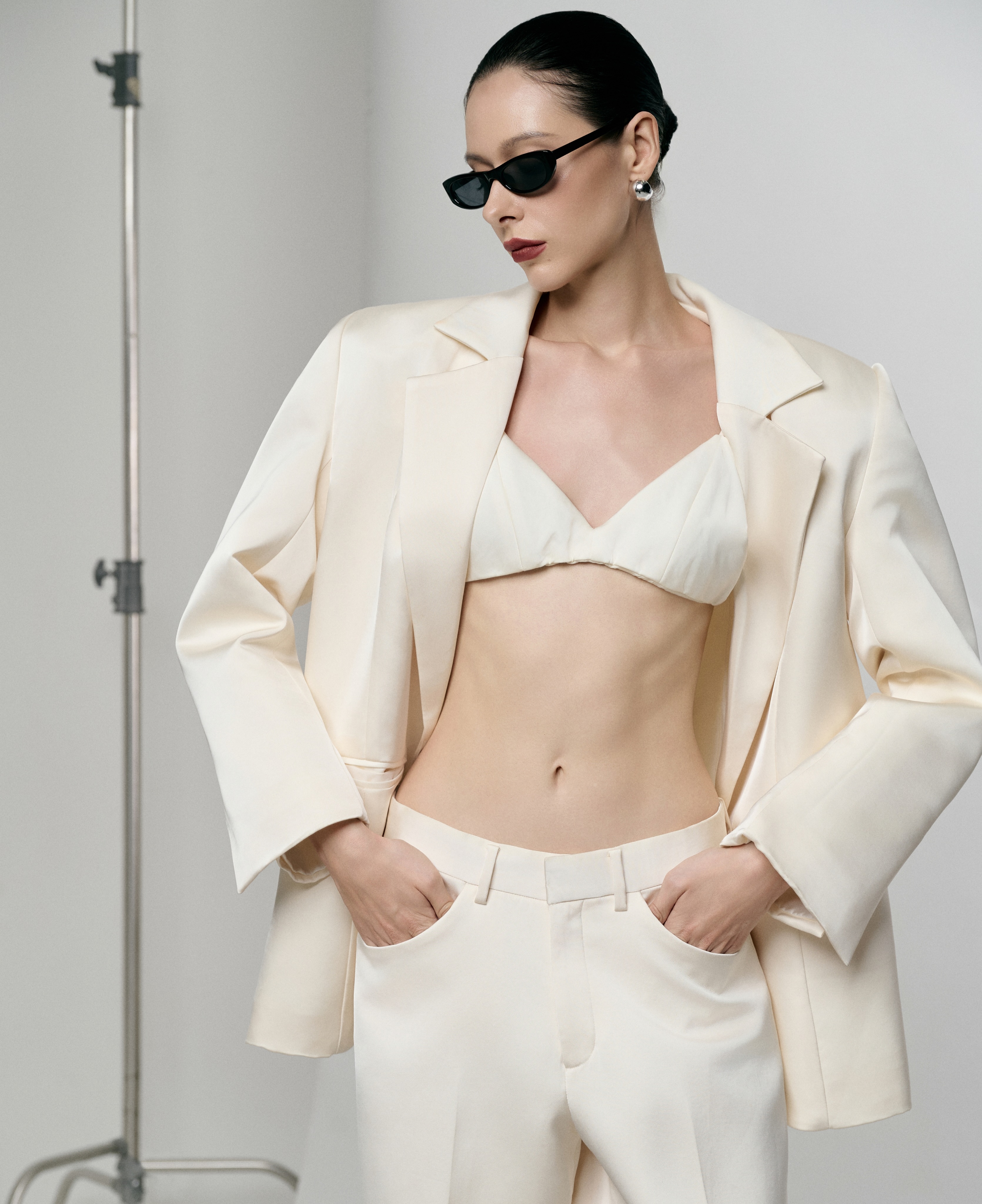 Ivory Tailored Pants Set