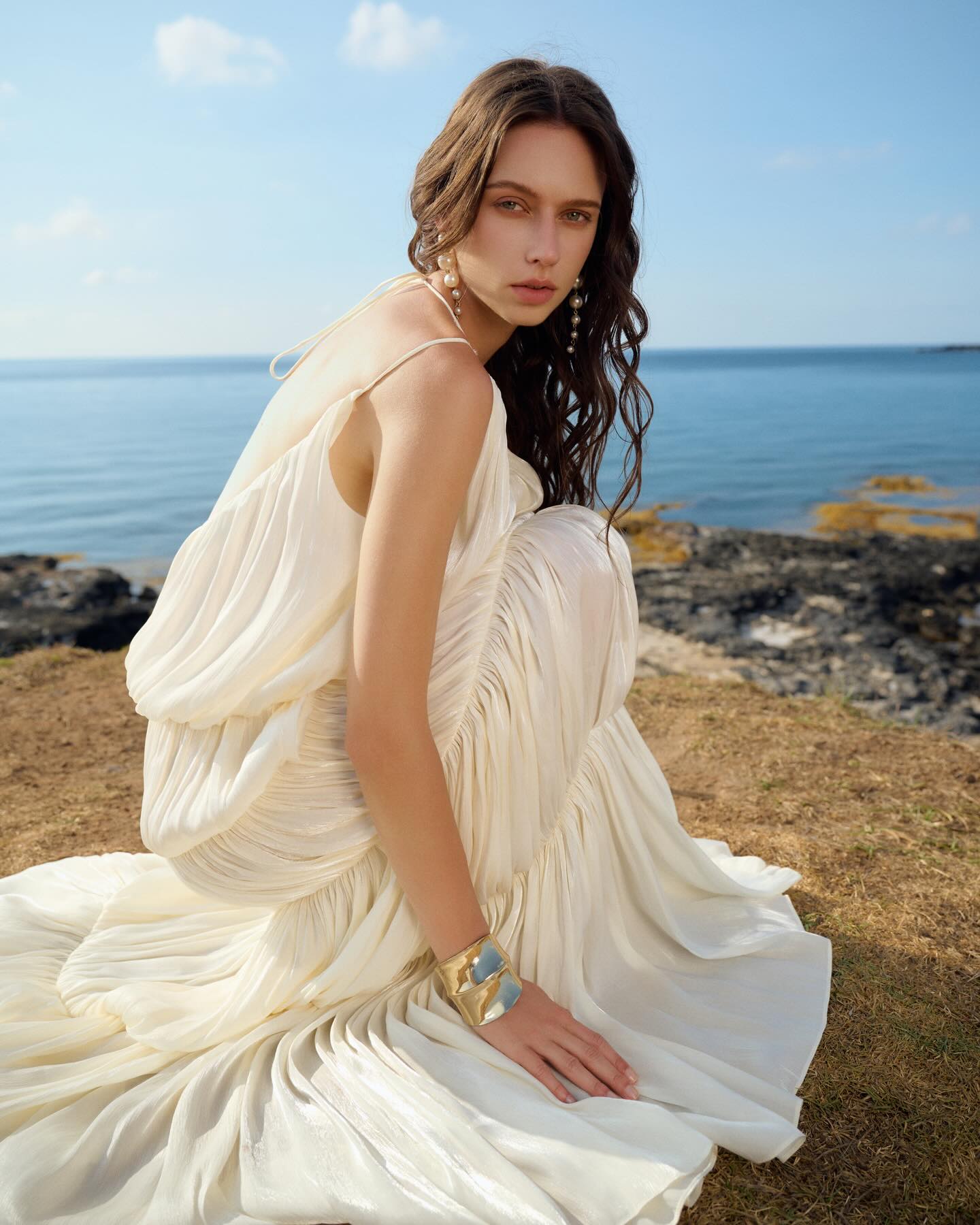 Ivory Tiered Beach Gown